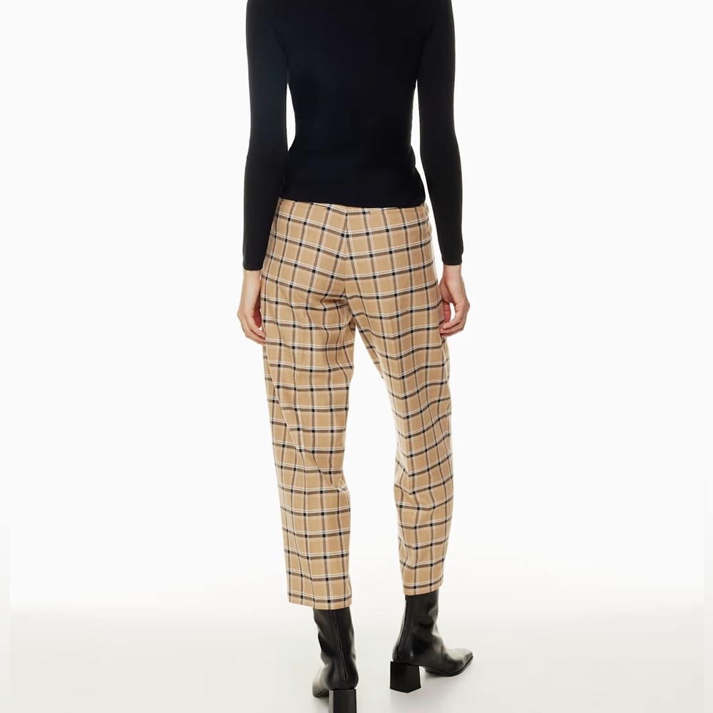 Aritzia Wilfred Carrot Windowpane Plaid Check Trouser Pant Camel Tan - Picture 3 of 14